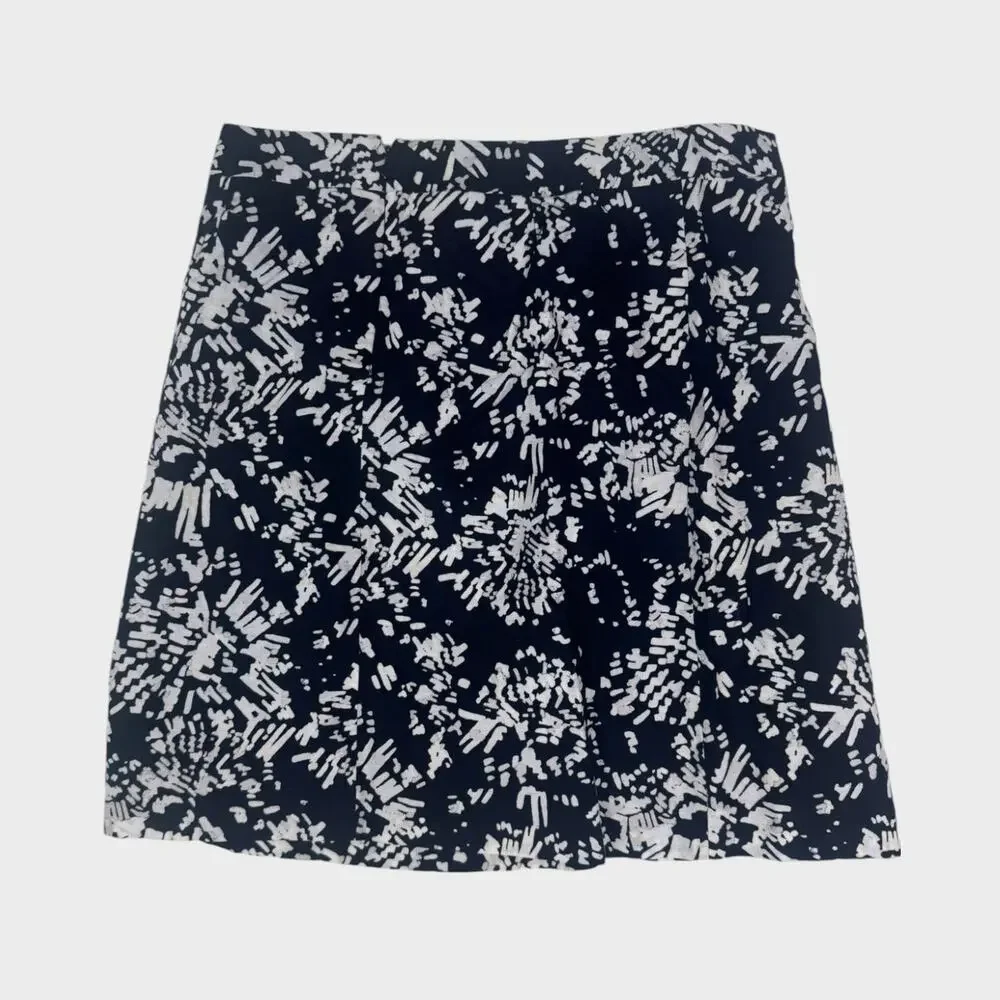 Apostrophe Womens Skirt Black White Floral A Line Back Zipper Size 14